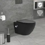 luxebath Wand-WC mit WC-Sitz Schwarz matt Nano