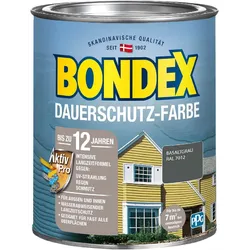 BONDEX Dauerschutz Farbe Außen Holzfarbe, Hochdeckend, Basaltgrau, 0,75 l