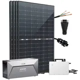 Stegpearl Solaranlage 1760W Balkonkraftwerk mit Speicher inkl 440W Bifaziale Solarmodule, (Komplettset), Hoymiles HMS-1600-4T Wechselrichter 1,6kWh Speicher Plus 5m Kabel schwarz