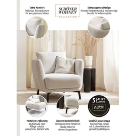 Schöner Wohnen Sessel "Pearl - 5 Jahre Hersteller-Garantie, auch in Bouclé", blau (hellblau), B:86cm H:68cm T:86cm, 16% Baumwolle, 79% Polyester, 5% Polyacryl, SCHÖNER WOHNEN-KOLLEKTION, Sessel, Sessel, Maße (B/H/T): 86/68/86 cm, Füße Massivholz