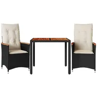 vidaXL Bistro-Set 3-tlg. Schwarz