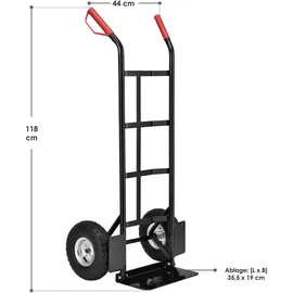 Juskys Sackkarre Basic in schwarz mit roten Griffen klappbar