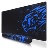 Blue Leopard XXL Gaming grosses mauspad groß Maus mat Computer Mousepad Schwarze schreibtischunterlage mit Anti-rutsch-gummiboden langlebige Materialien genähter Rand 900x400mm EXCOVIP 9190