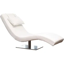 SalesFever Relaxliege mit Nackenkissen Kunstleder 60 x 82 x 170 cm Weiß