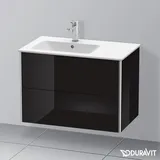 Duravit XSquare Waschtischunterschrank, 2 Schubkästen, Becken links, Schwarz Hochglanz