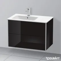Duravit XSquare Waschtischunterschrank, 2 Schubkästen, Becken links, Schwarz Hochglanz