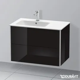 Duravit XSquare Waschtischunterschrank, 2 Schubkästen, Becken links, Schwarz Hochglanz