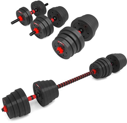 HMS Fitness Kurzhantel-Langhantel-Set SGP30 (Gesamtgewicht 30kg, 12 Hantelscheiben) - 1 Set