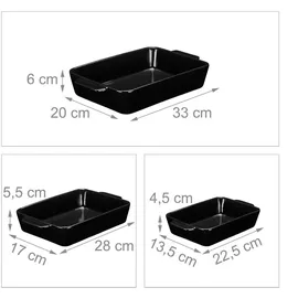 Relaxdays Auflaufform Set 33 x 20 x 6 cm Schwarz