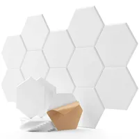 Hexagon Akustikpaneele Selbstklebend 12 Stück Akustikschaumstoff Schalldämmung, Hohe Dichte Schallschutz Wand für Wanddekoration und Akustische Behandlung Schallschutzplatten Weiß 30×26×0.9cm