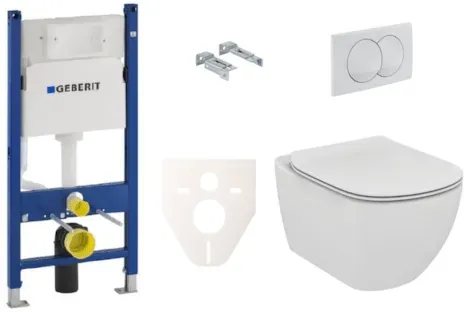 Ideal Standard TESI Wand-WC Set + Geberit Duofix Modul mit Drückerplatte Delta 20 weiß SIKOGES5F0