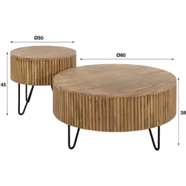 KAWOLA Lorena Braun Mangoholz 80 x 80 x 38 cm