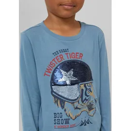 s.Oliver Longsleeve aus Baumwolle mit Print und Wendepailletten - blau - 104/110