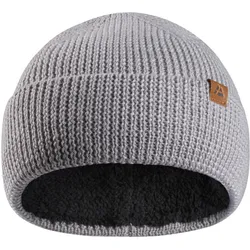 Beanie Merino Mütze mit Fleece hellgrau EINHEITSGRÖSSE