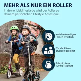 Hudora BigWheel® 205 - Stabiler Aluminium-Roller & & zusammenklappbarer Cityroller - - bis zu 100kg - Tretroller mit Ständer