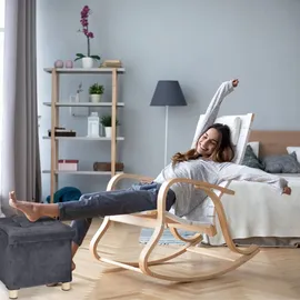 Relaxdays Samthocker mit Stauraum, Tablett im Deckel, mit Holzbeinen, eckiger Sitzhocker, HBT: 35 x 38 x 38 cm, Creme, Samt