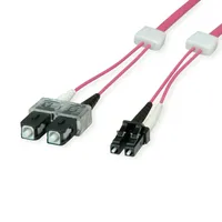 EasyLan LWL-LED-Patchkabel duplex 50/125μm OM4, LC/SC, violett, 10 m