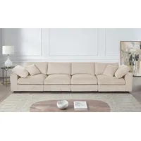 4-Sitzer OTTO HOME "Bennid, XXL-Modulsofa mit vielen individuellen Stellmöglichkeiten", beige (creme, weiß), B:351cm H:82cm T:101cm, 100% PES, Sofas, inklusive 2 großen & 2 kleinen Zierkissen im flauschigen Cord