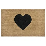 HANSE HOME Kokos Fußmatte für Innen - Schmutzfangmatte Natur, Kokosmatte Outdoor Herz Schwarz, Fußabtreter Wetterfest und rutschfest für Flur, Terrasse, Eingangsbereich - 45x75cm