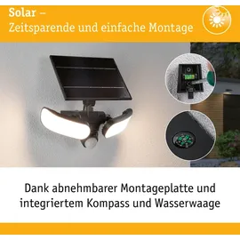 Paulmann Solar LED Wandfluter 9 W Edelstahl 25,8 cm inkl. Bewegungsmelder anthrazit