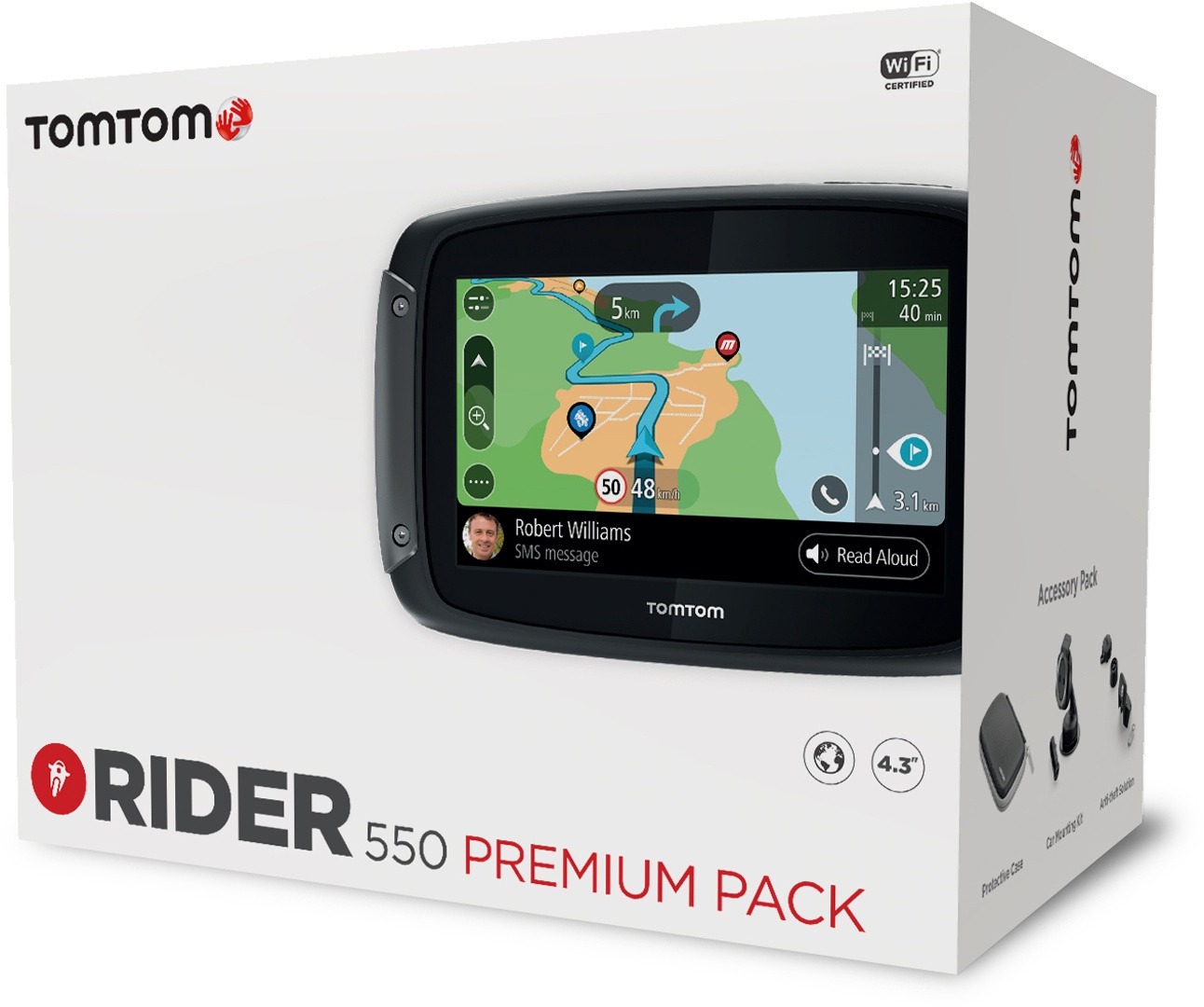 TomTom Rider 550 World Premium Routegeleidingssysteem, zwart, Eén maat
