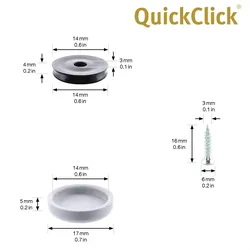 WAGNER QuickClick® Kunststoffgleiter HYPER SLIM - 4x Schraube, je 4x Basis Ø 17 mm & Gleiter Ø 17 mm, DE Ware - 16791699