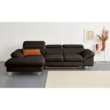 Cotta Ecksofa "Driver L-Form", braun, B:268cm H:73cm T:169cm, LEDER BEEFY (ein abgedecktes Spalt-Rindsleder) im Sitz und Rücken (Korpus in Kunstleder);Luxus-Kunstleder;Kunstleder SOFTLUX;NaturLEDER (echtes Rindsleder), Rückseite mit schwarzem Spannstoff