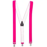 shenky Hosenträger | 3er Clips | 3,5cm Breite | verstellbar | Basic | Y-Form | elastisch | für Oktoberfest Fassnacht Karneval Hochzeit Skihosen | Damen & Herren | Skihosenträger | Neon-Pink