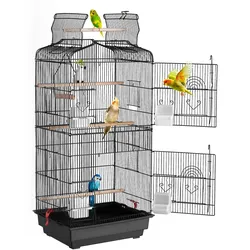 VEVOR Vogelkäfig Wellensittich Käfig Vogelhaus Vogelbauer 457x355x925mm Schwarz