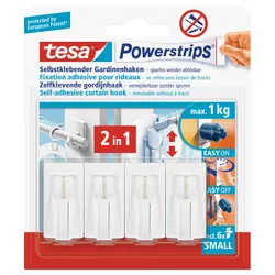 tesa Powerstrips® Gardinenhaken, weiß, 2 Stück