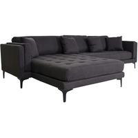 Mendler Sofa-Garnitur HWC-M27, Couch Ecksofa L-Form, Liegefläche links/rechts, Massiv-Holz 293cm ~ Stoff/Textil dunkelgrau