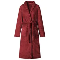 vidaXL Bademantel ohne Kapuze Bordeauxrot XXXL Flanell