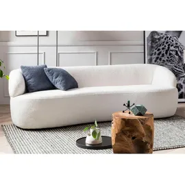 SalesFever Nierensofa Bouclé Stoff 3-Sitzer Weiß