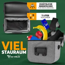 MIVELO Lenkertasche Fahrrad KLICKfix 100% wasserdicht - Fahrradtasche Lenker - abnehmbares Handyfach - Lenkertasche - Tasche Lenker - E-Bike tauglich (Grau)