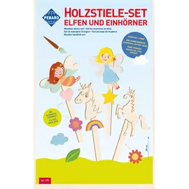 Peter Bausch GmbH & Co. KG PEBARO 475 - Holzstiele-Set Elfen und Einhörner, 11-teilig, Laser cut Deko-Stecker, Bastelset