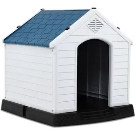 Costway Hundehütte Hundehaus Blau & Weiß 70 x 65 x 71.5 cm