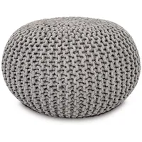 amagohome Strickhocker XXL Pouf Ø55 H37 cm Hellgrau