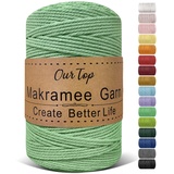 OurTop Premium Makramee Garn Hellgrün, 3mm x 300m Macrame Cord Makramee Schnur Makramee Kordel, Garn für DIY Handwerk, Weben Dekoration, Hängepflanze Pflanze Aufhänger