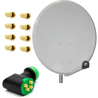 PremiumX SAT Anlage 80cm Antenne GreenDiamond Quad LNB 8x F-Stecker SAT-Antenne