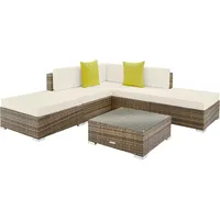 Tectake Rattan Lounge mit Aluminiumgestell wetterfest - Naturbelassen