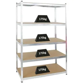 Proregal Schwerlastregal Ragnar für Gesamtlast 875kg Maße: 180x120x60 Verzinkt, Kellerregal, Steckregal, Garagenregal, Lagerregal