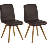 4-Fußstuhl MASSIVLINE & MORE "Karla", braun (laguna soft braun, wildeiche), B:48cm H:56cm T:56cm, Leder, Massivholz, Stühle, Gestell aus Massivholz