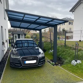 Ximax Carport Wing 2,80 x 5,31 m anthrazit mit Regenrinne