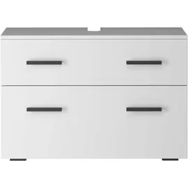 INOSIGN Waschbeckenunterschrank INOSIGN "Skara", weiß, B:80cm H:55cm T:35cm, Spanplatte, Schränke, Waschbeckenunterschrank, mit Klappe und Schubkasten, schwarze Griffe, Breite 80 cm, Höhe 55 cm