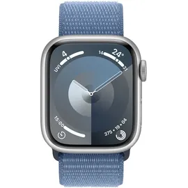 Apple Watch Series 9 GPS + Cellular 41 mm Aluminiumgehäuse silber, Sport Loop winterblau One Size