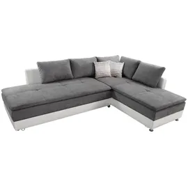 luma-home Ecksofa-Dauerschläfer, Weiß, Hellgrau, & Couches, Wohnlandschaften, Ecksofas