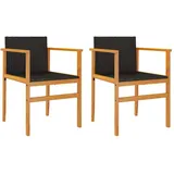 vidaXL Gartenstühle 2 Stk. Schwarz Poly Rattan und Massivholz