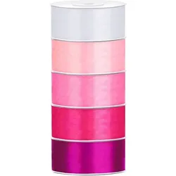 Satin Geschenkband 25mm 5 Farben je 25m lang rosa pink Schleifenband Geschenkverpackung Geburtstag Hochzeit Weihnachten