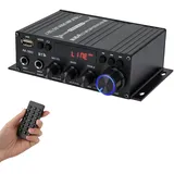 Mini-Audio-Leistungsverstärker 400W + 400W, Lautsprecherverstärker Bluetooth-Empfänger 5.0 2.0 CH mit 12V 5A Stromversorgung, Auto Garage Musik-Player