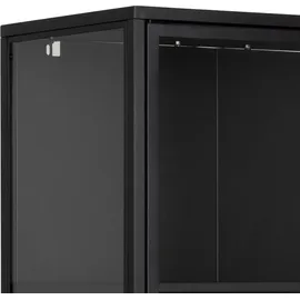 Actona Vitrine ACTONA GROUP "New York", schwarz, B:80cm H:180cm T:40cm, Metall, Schränke, Vitrine, schwarzes Metall, mit Glastüren und 4 Fächern, Höhe 180cm